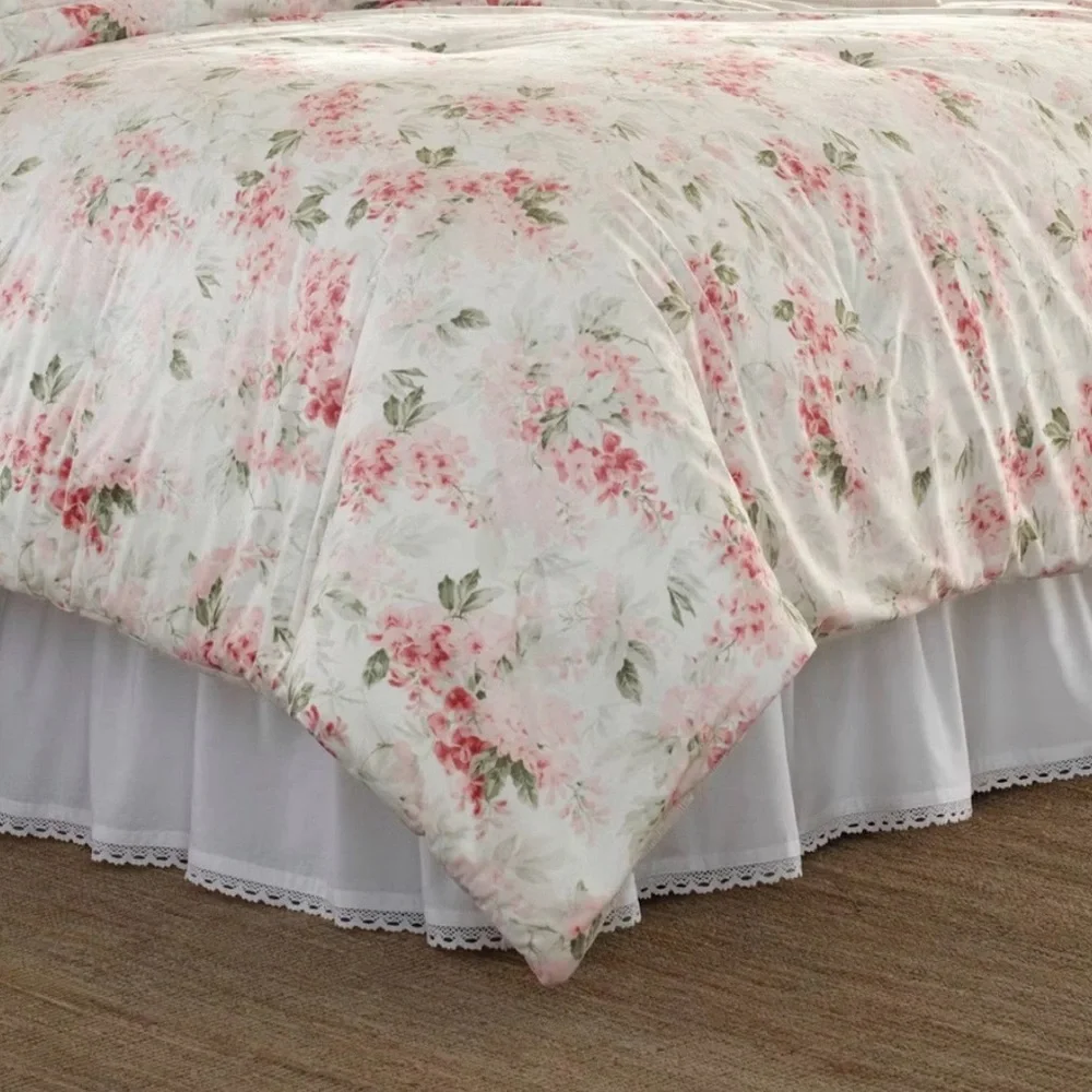 Laura Ashley Full/Queen Wisteria Comforter Set Blush ~ Charming NWT